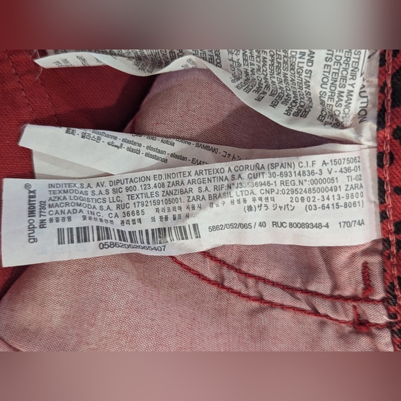 Zara Red Black Leopard Print Mid Rise Skinny Denim Jeans Size US8 EUR40 - Picture 10 of 16